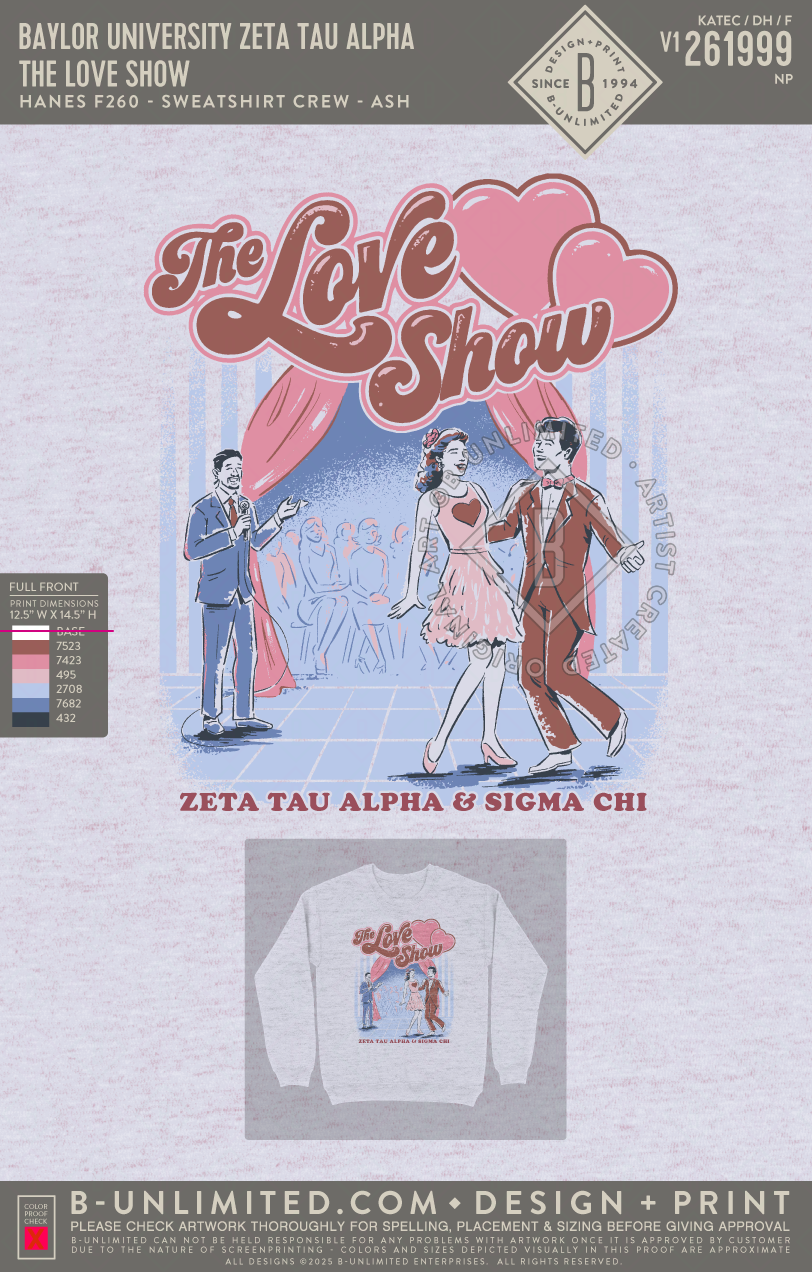 Baylor University Zeta Tau Alpha - The Love Show (EOS26) - Hanes - F260 - Sweatshirt - Ash