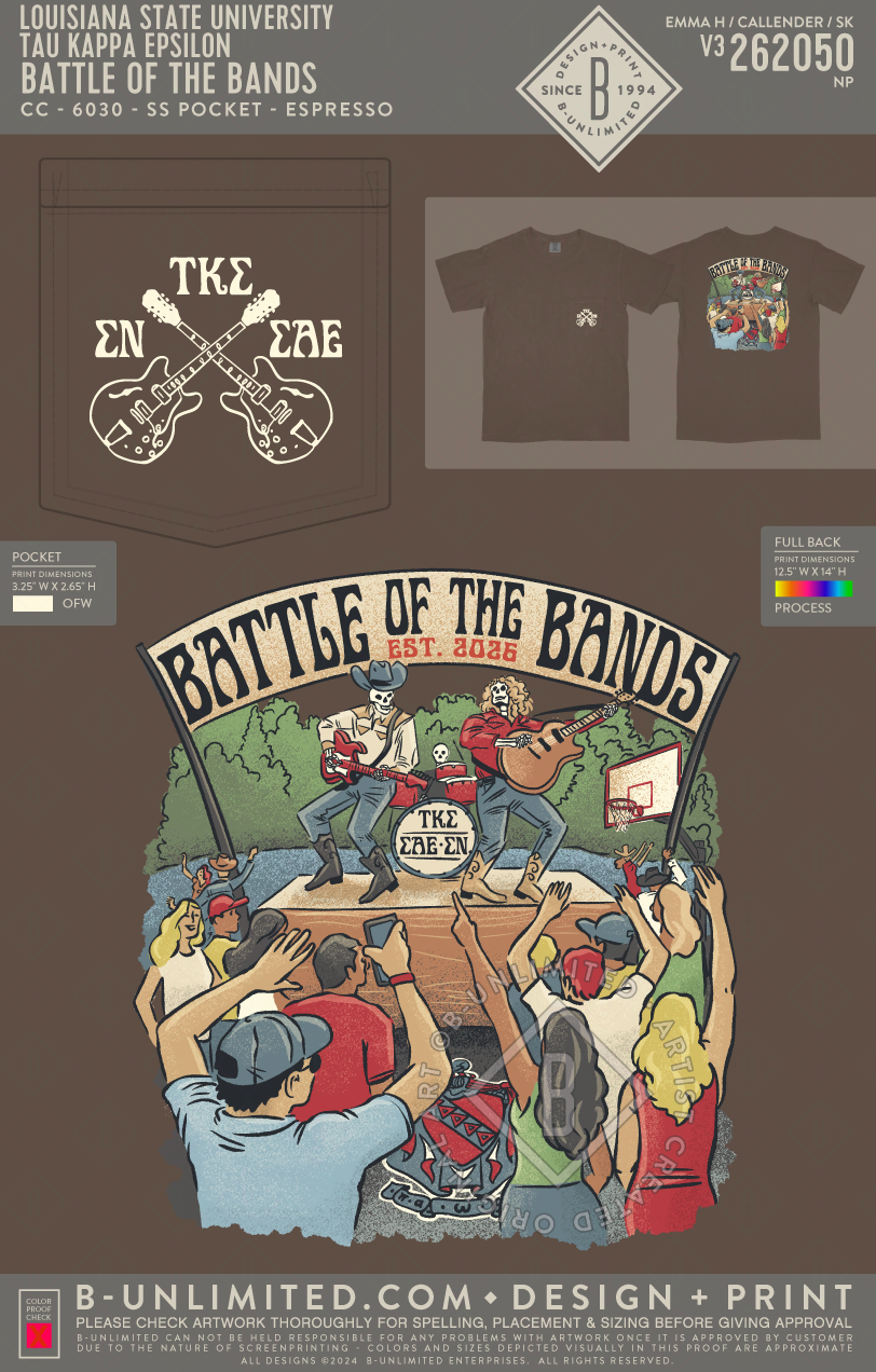 Louisiana State University Tau Kappa Epsilon - Battle of The Bands (EOS26) - CC - 6030 - SS Pocket - Espresso