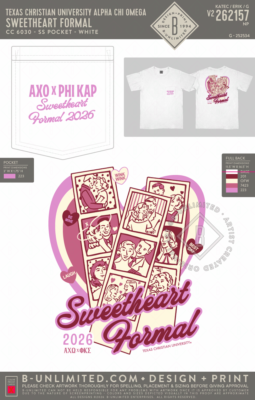 Texas Christian University Alpha Chi Omega - Sweetheart Formal (EOS26) - CC - 6030 - SS Pocket - White
