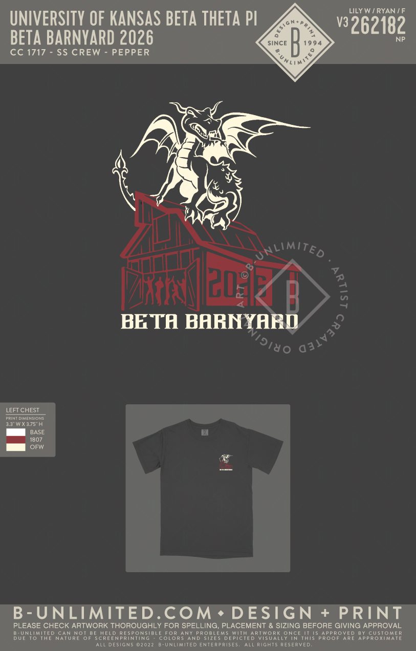 University of Kansas Beta Theta Pi - Beta Barnyard 2026 (EOS26) - CC - 1717 - SS Crew - Pepper