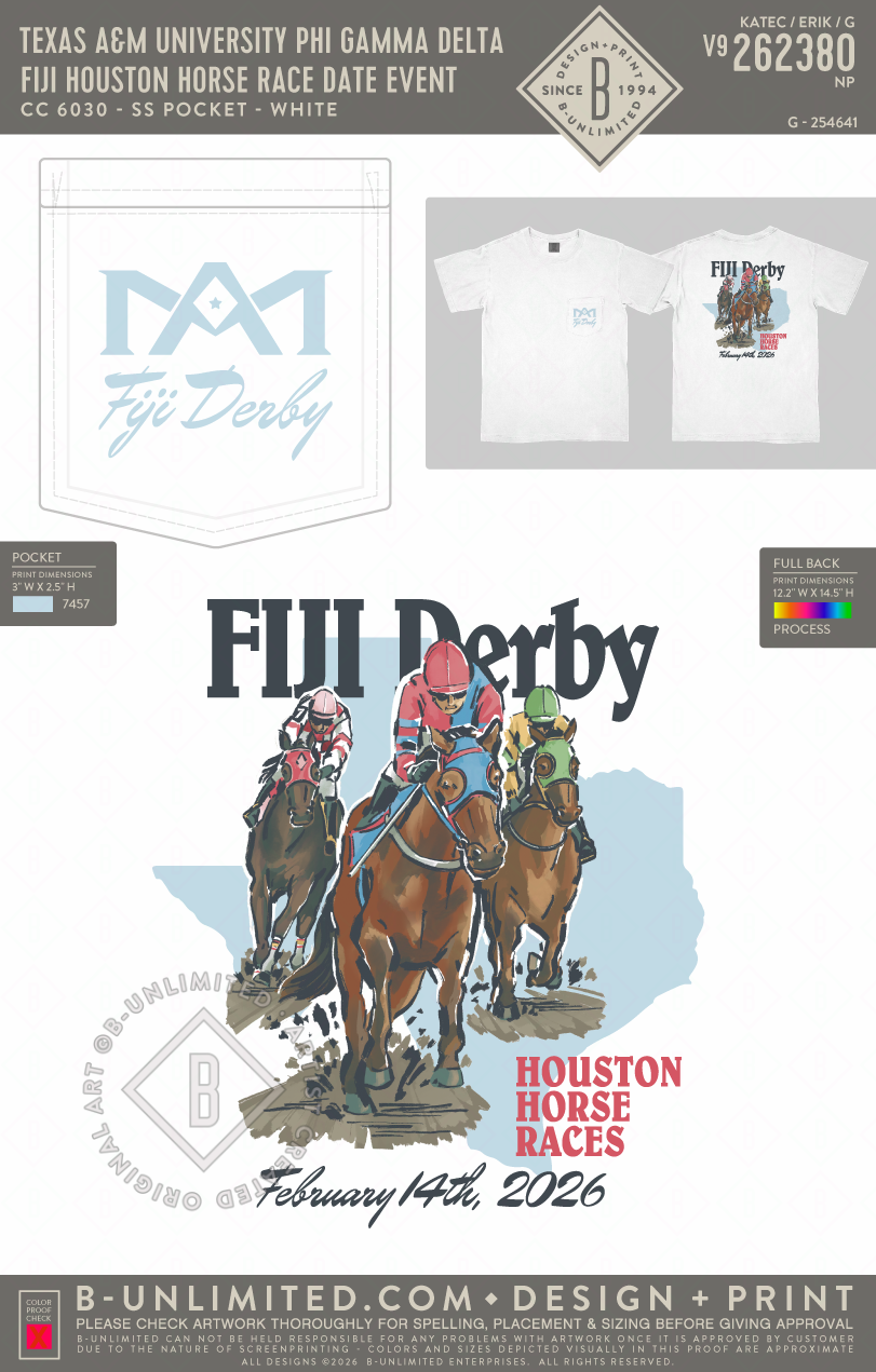Texas A&M University Phi Gamma Delta - Fiji Houston Horse Race Date Event (EOS26) - CC - 6030 - SS Pocket - White