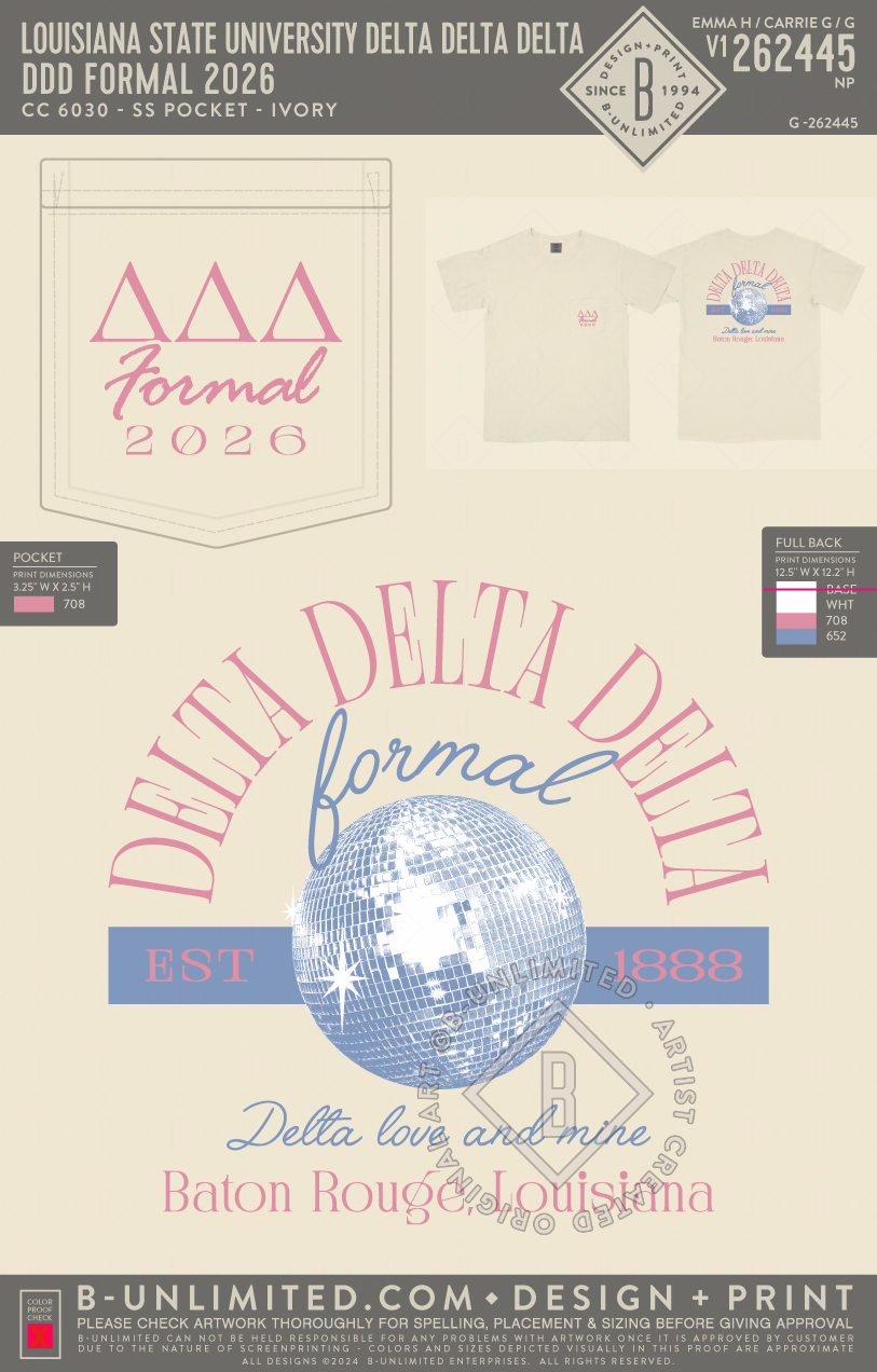 Louisiana State University Delta Delta Delta - DDD Formal 2026 (EOS26) - CC - 6030 - SS Pocket - Ivory