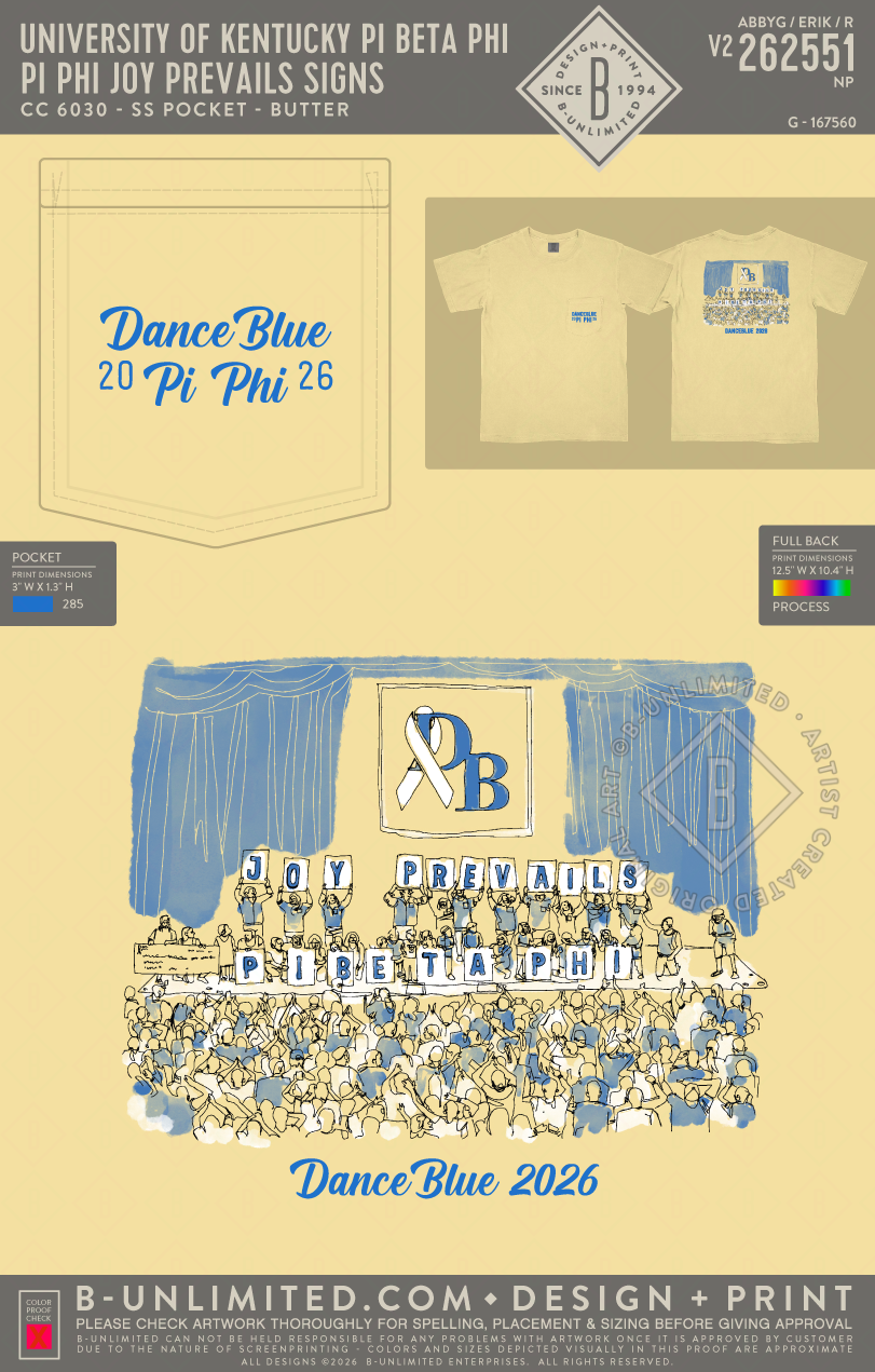 University of Kentucky Pi Beta Phi - Pi Phi Joy Prevails Signs (EOS26) - CC - 6030 - SS Pocket - Butter