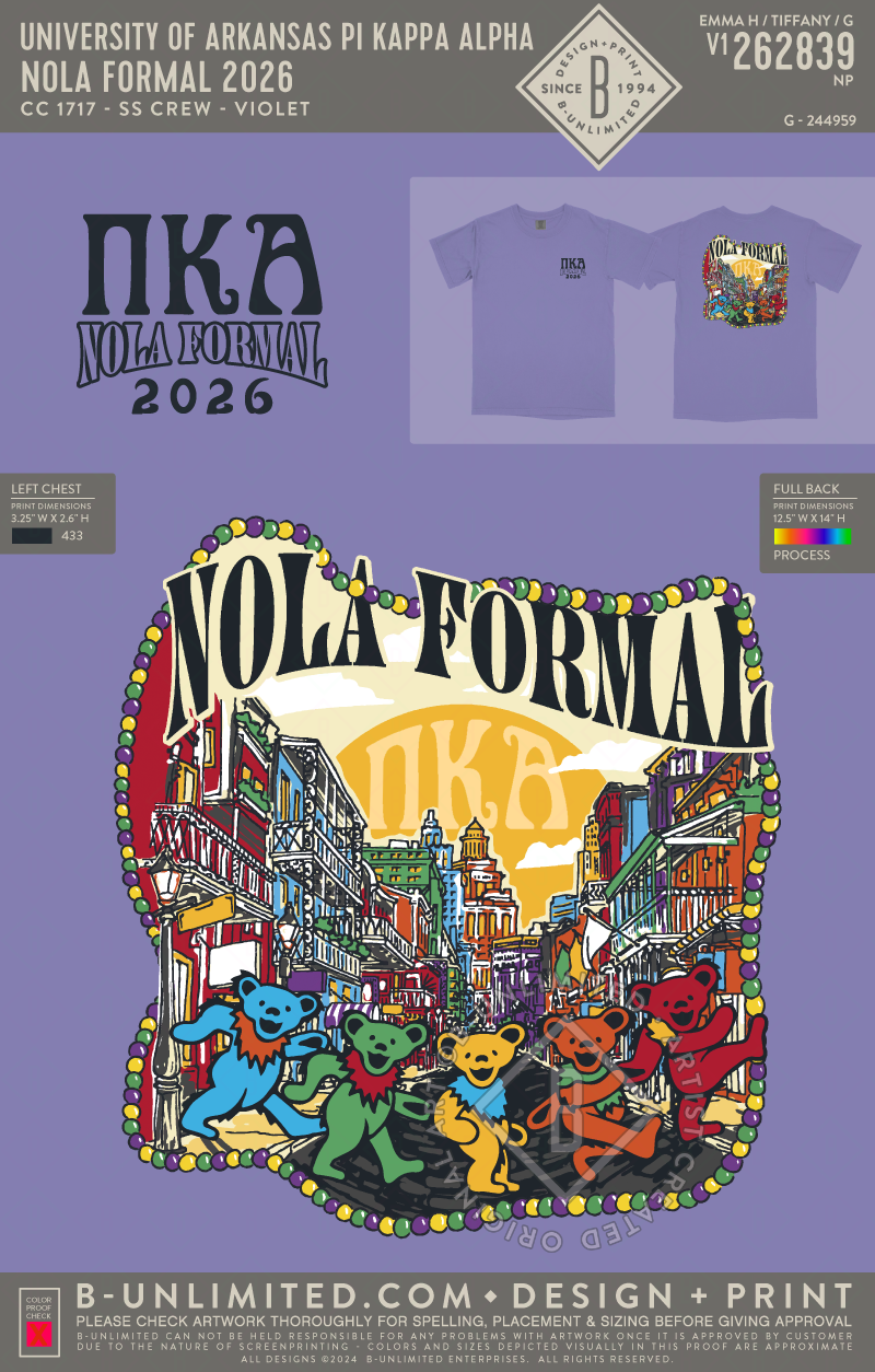 University of Arkansas Pi Kappa Alpha - NOLA Formal 2026 (EOS26) - CC - 6030 - SS Pocket - Violet