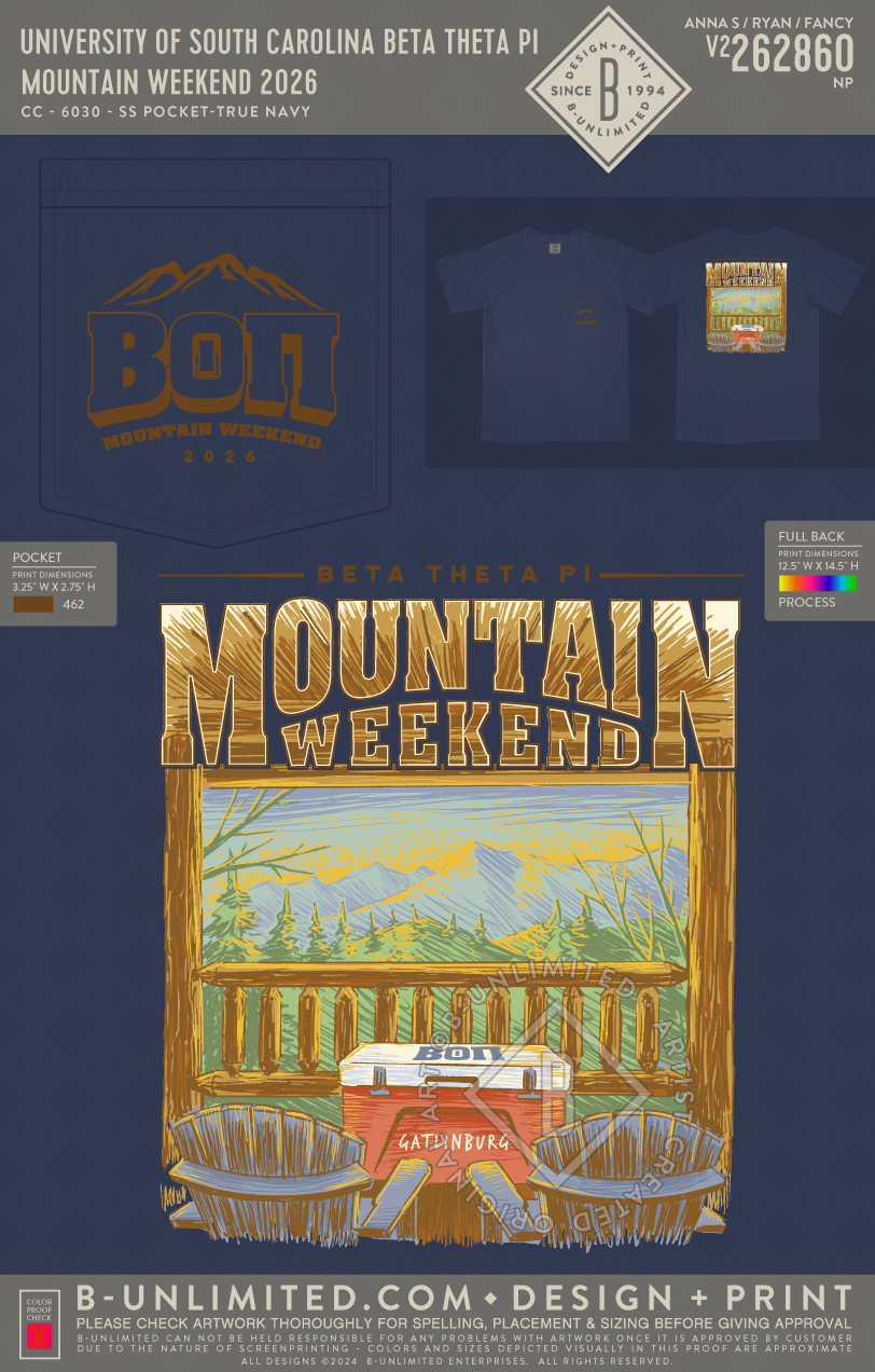 University of South Carolina Beta Theta Pi - Mountain Weekend 2026 (EOS26) - CC - 6030 - SS Pocket - True Navy