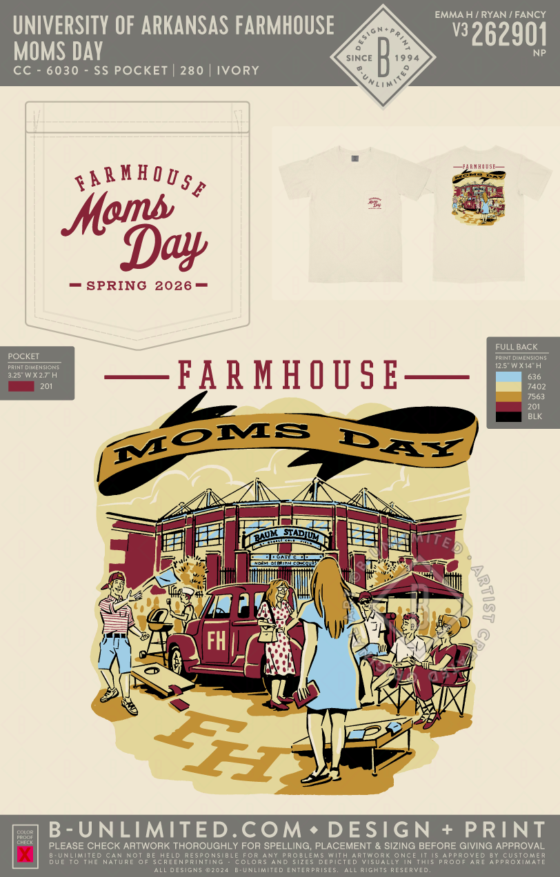 University of Arkansas Farmhouse - Moms Day (EOS26) - CC - 6030 - SS Pocket - Ivory