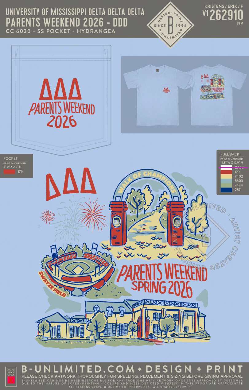 University of Mississippi Delta Delta Delta - Parents Weekend 2026 - DDD (EOS26) - CC - 6030 - SS Pocket - Hydrangea
