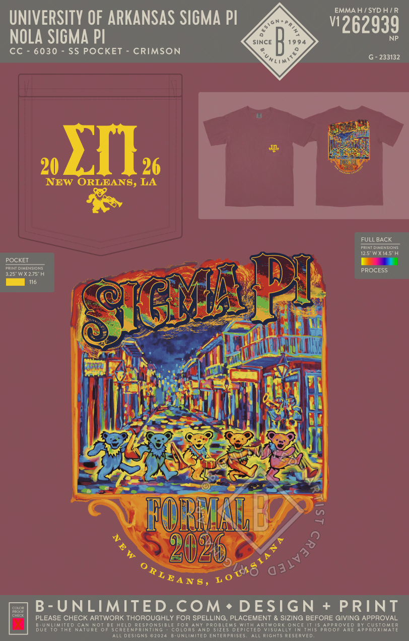 University of Arkansas Sigma Pi - NOLA Sigma Pi (EOS26) - CC - 6030 - SS Pocket - Crimson