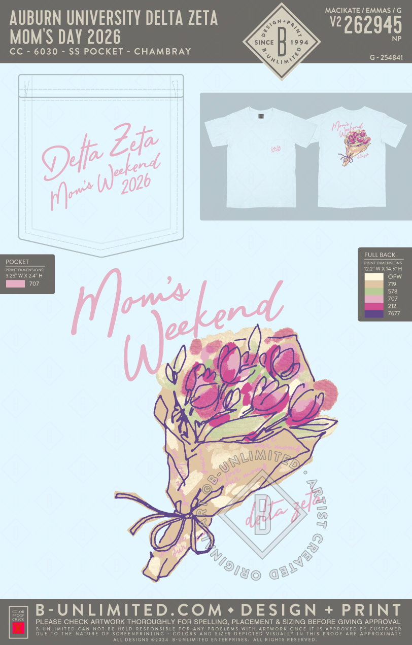 Auburn University Delta Zeta - Mom's Day 2026 (EOS26) - CC - 6030 - SS Pocket - Chambray