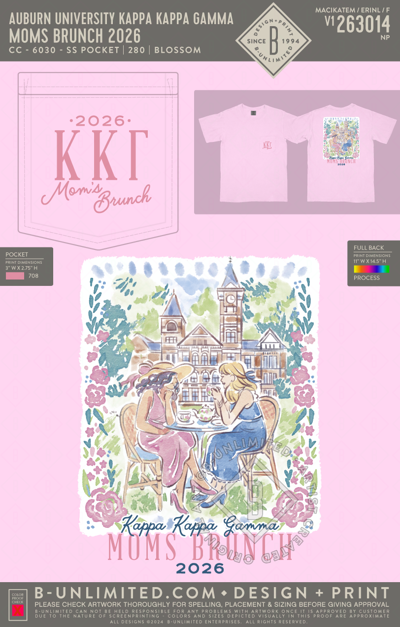 Auburn University Kappa Kappa Gamma - Moms Brunch 2026 (EOS26) - CC - 6030 - SS Pocket - Blossom