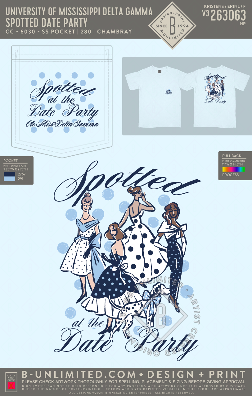 University of Mississippi Delta Gamma - Spotted date party (EOS26) - CC - 6030 - SS Pocket - Chambray