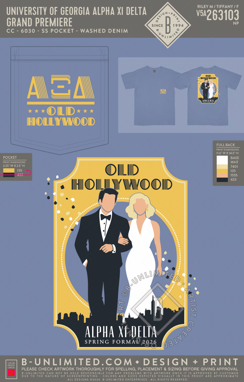 University of Georgia Alpha Xi Delta - Grand Premiere(EOS26) - CC - 6030 - SS Pocket - Washed Denim