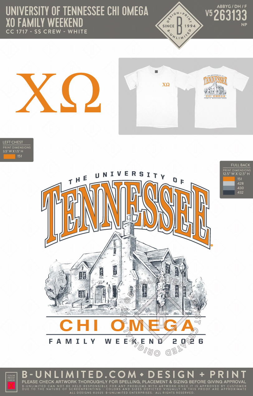 University of Tennessee Chi Omega - XO Family Weekend (EOS26) - CC - 1717 - SS Crew - White