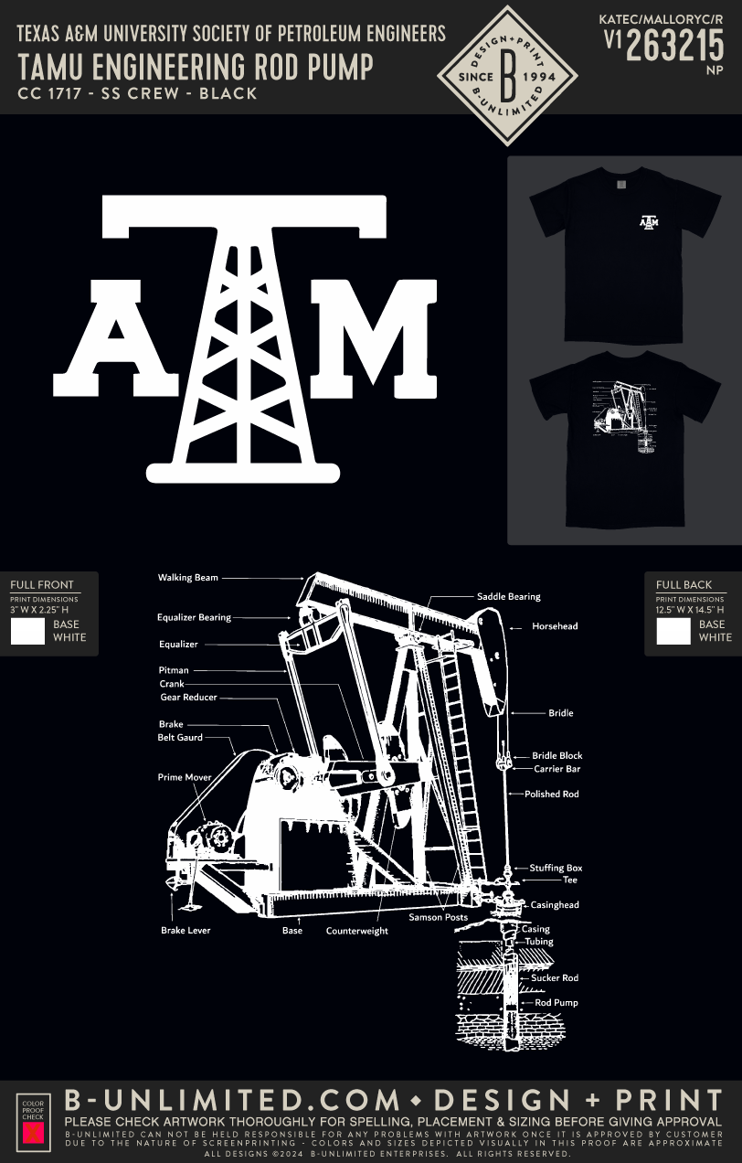 Texas A&M University Society of Petroleum Engineers - TAMU Engineering Rod Pump - CC - 1717 - SS Crew - Black