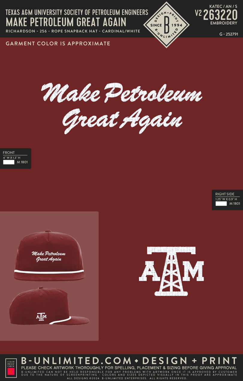 Texas A&M University Society of Petroleum Engineers - Make Petroleum Great Again - Richardson - 256 - Rope Snapback Hat - Cardinal/White