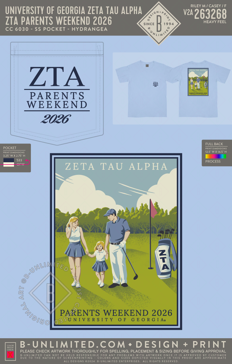 University of Georgia Zeta Tau Alpha - ZTA Parents Weekend 2026(EOS26) - CC - 6030 - SS Pocket - Hydrangea