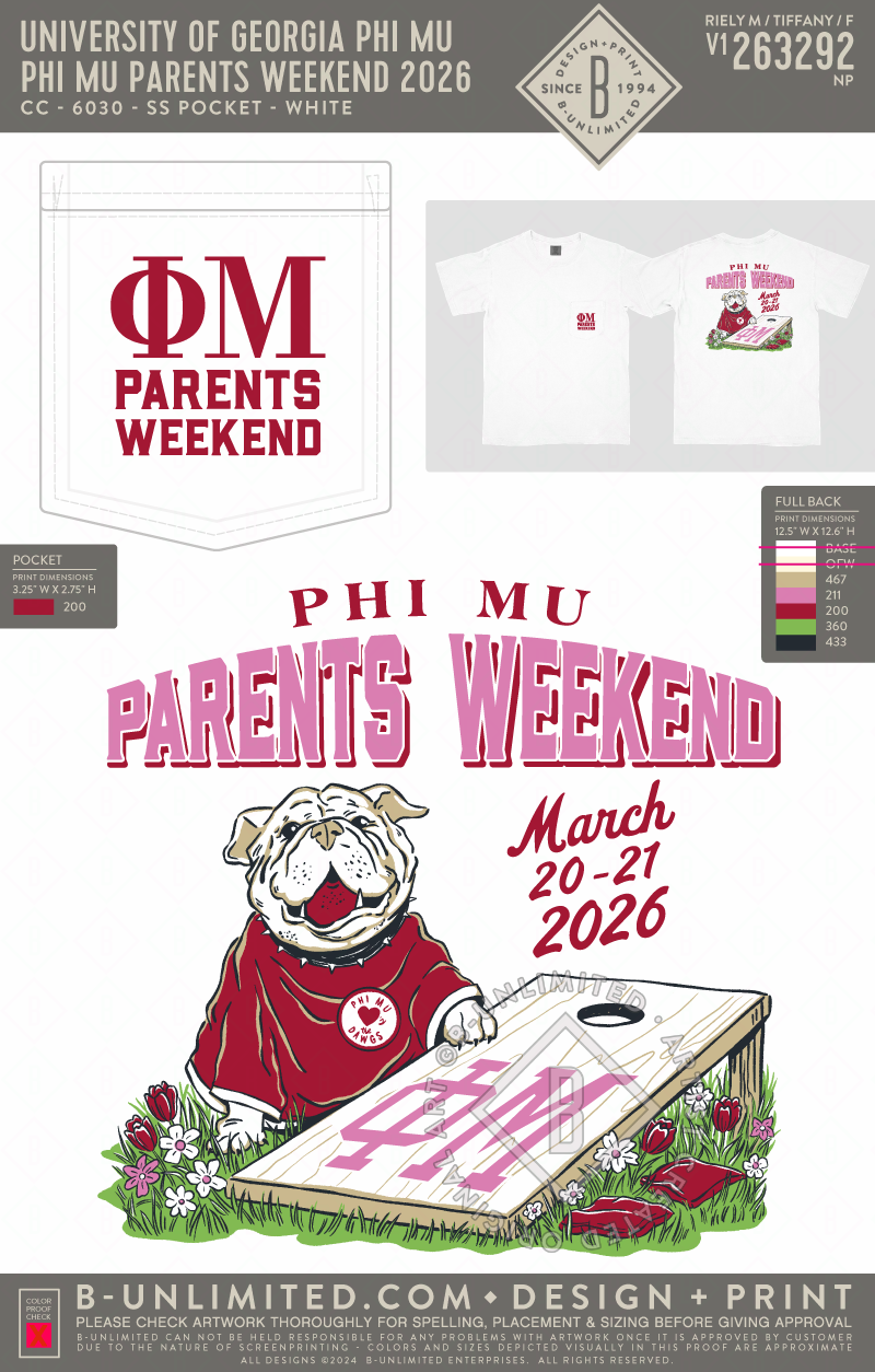 UGA Phi Mu - Phi Mu Parents Weekend 2026(EOS26) - CC - 6030 - SS Pocket - White