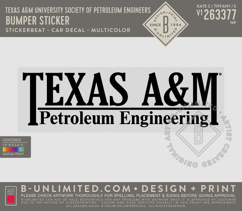 Texas A&M University Society of Petroleum Engineers - Bumper Sticker - Stickerbeat - Car Decal - Multicolor