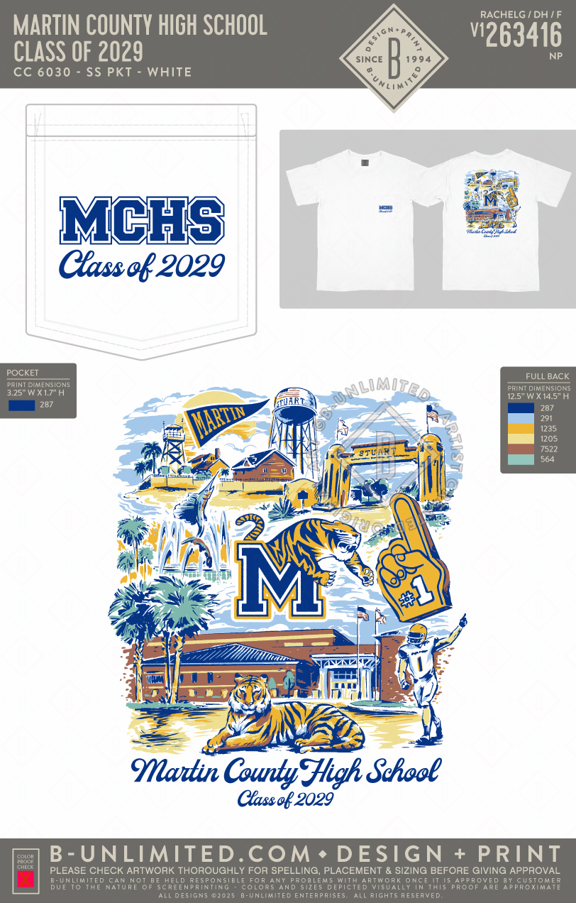 Martin County High School - Class of 2029 - CC - 6030 - SS Pocket - White