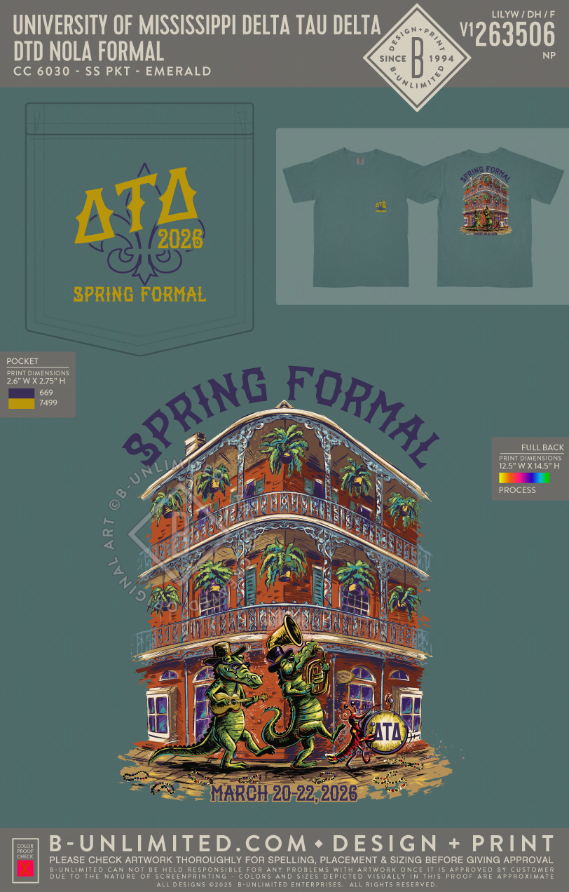 University of Mississippi Delta Tau Delta - DTD Nola Formal (EOS26) - CC - 6030 - SS Pocket - Emerald