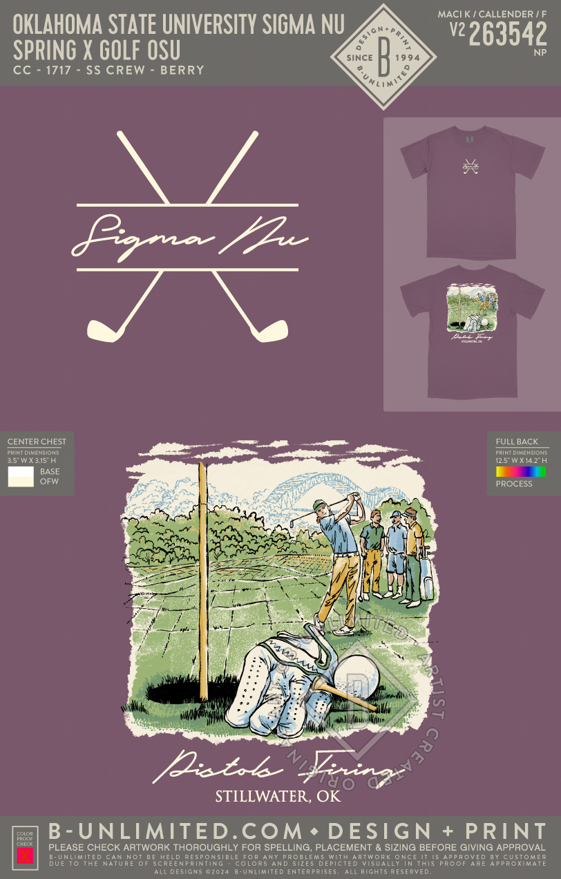 Oklahoma State University Sigma Nu - Spring X Golf OSU (EOS26) - CC - 1717 - SS Crew - Berry
