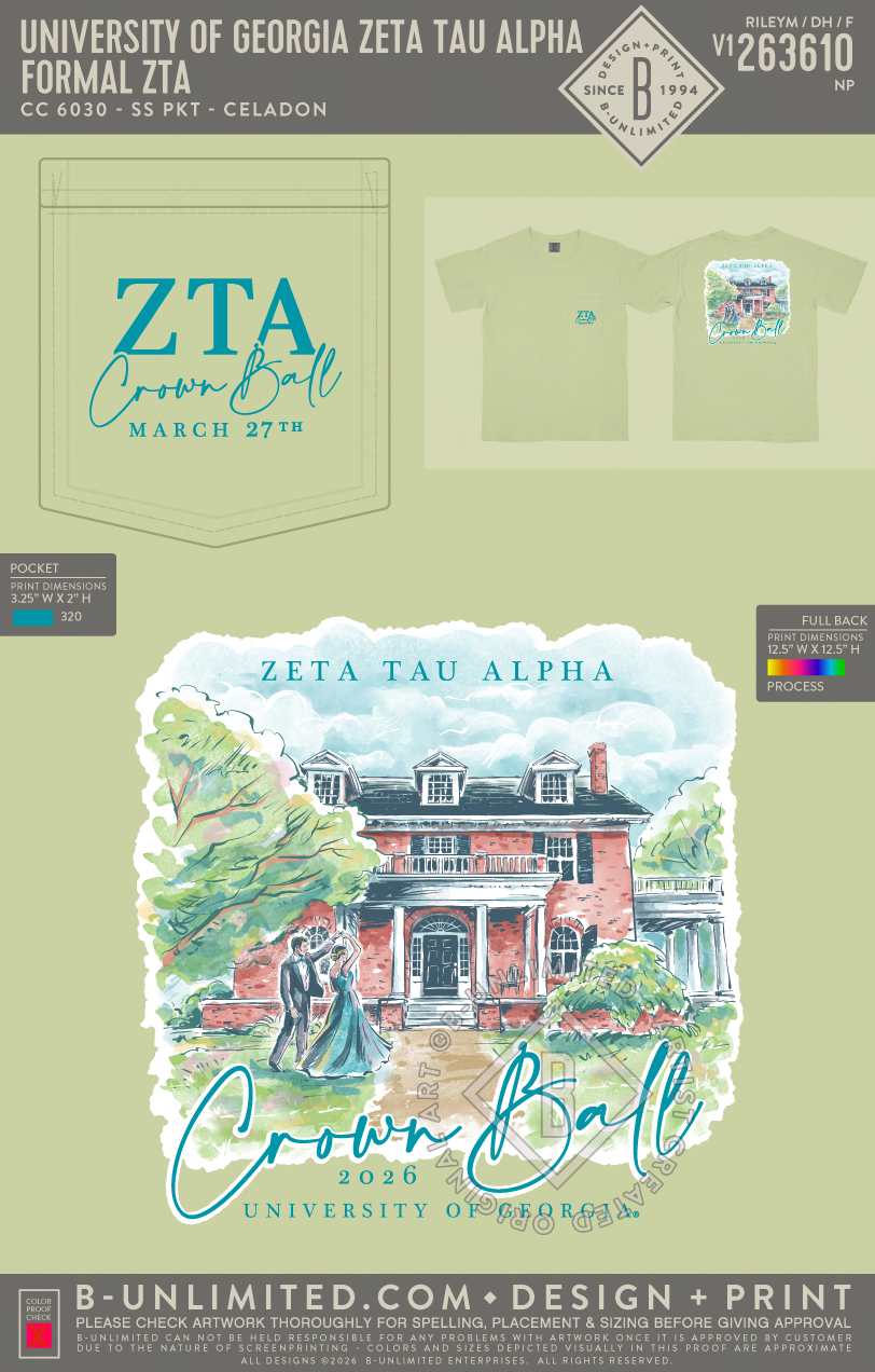 University of Georgia Zeta Tau Alpha - Formal ZTA(EOS26) - CC - 6030 - SS Pocket - Celadon