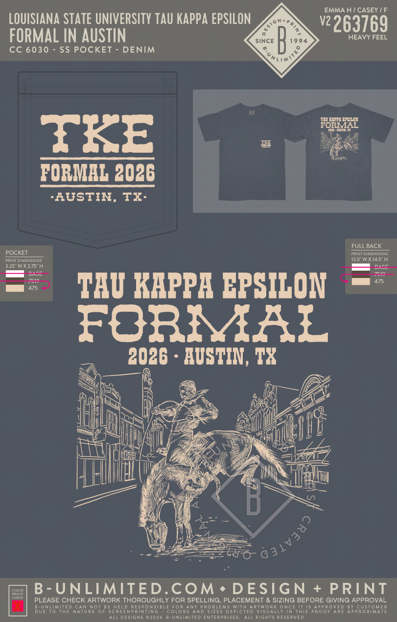Louisiana State University Tau Kappa Epsilon - Formal in Austin - CC - 6030 - SS Pocket - Denim