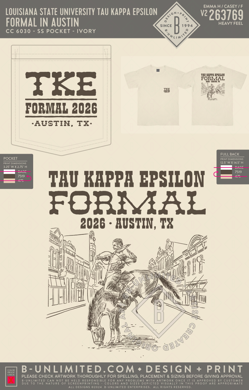 Louisiana State University Tau Kappa Epsilon - Formal in Austin - CC - 6030 - SS Pocket - Ivory