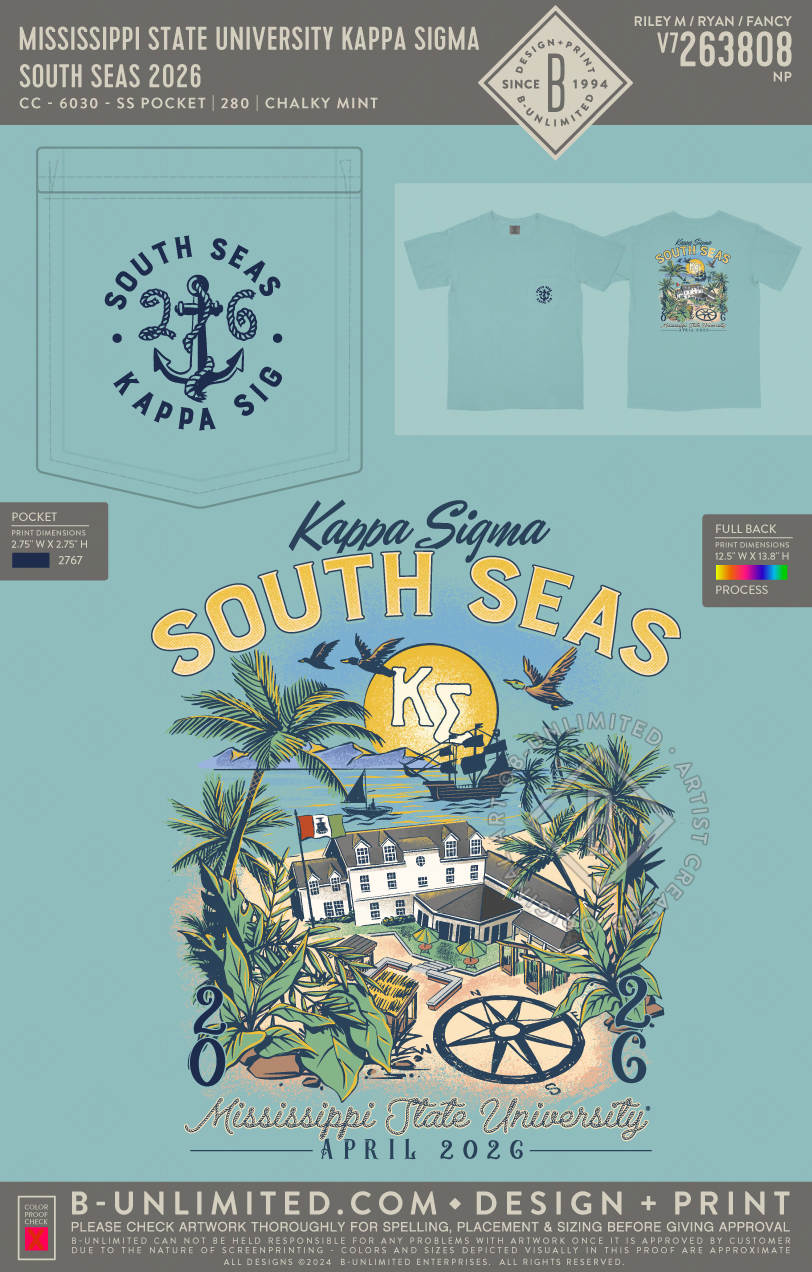 Mississippi State University Kappa Sigma - South Seas 2026(EOS26) - CC - 6030 - SS Pocket - Chalky Mint