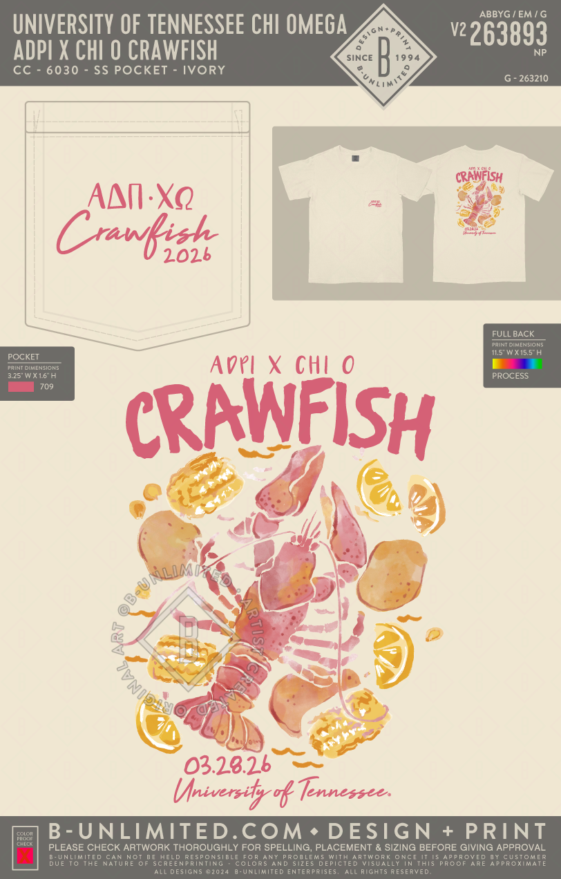 University of Tennessee Chi Omega - ADPi x Chi O Crawfish (EOS26) - CC - 6030 - SS Pocket - Ivory