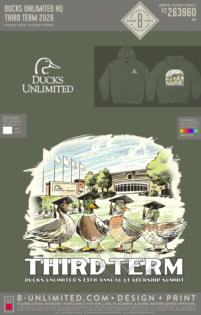 Ducks Unlimited HQ - Third Term 2026 - Gildan - 18500 - Hoodie - Military Green