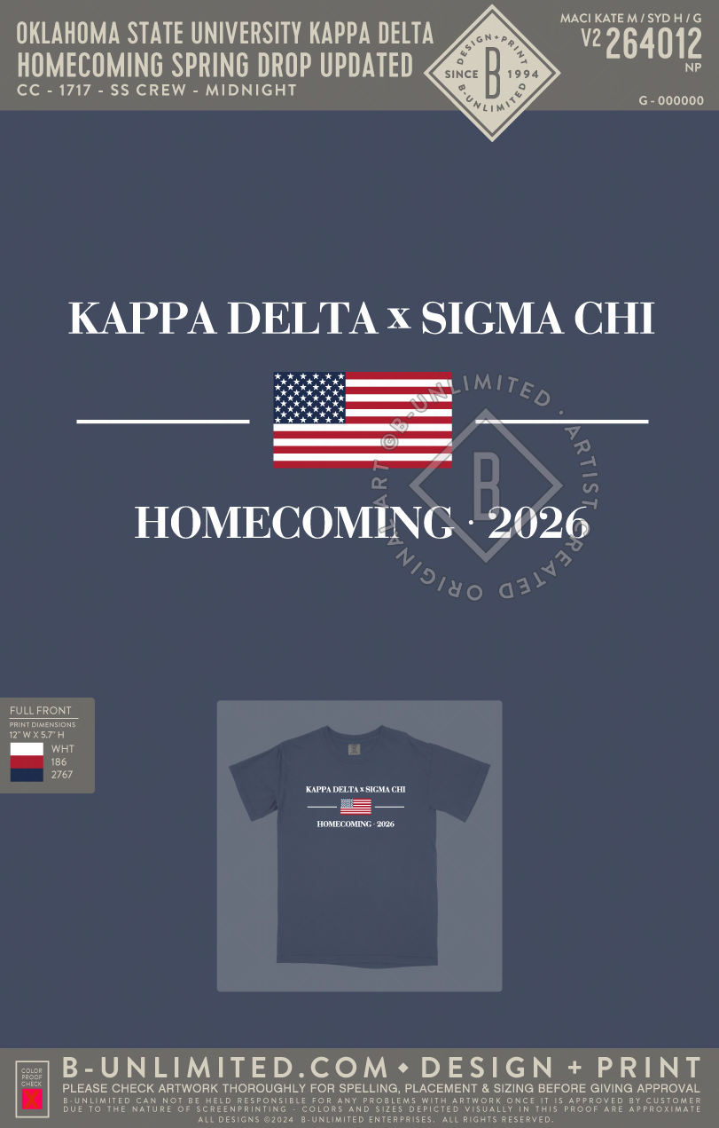 Oklahoma State University Kappa Delta - Homecoming Spring Drop (EOS26) - CC - 1717 - SS Crew - Midnight