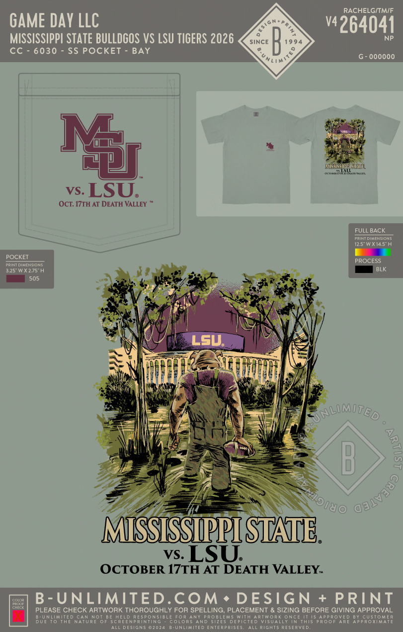 B-Unlimited Game Day - Mississippi State Bulldogs vs. LSU Tigers 2026 Game Day (WS) - CC - 6030 - SS Pocket - Bay