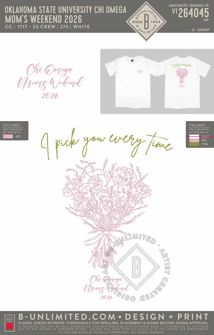 Oklahoma State University Chi Omega - Mom's Weekend 2026 (EOS26) - CC - 1717 - SS Crew - White