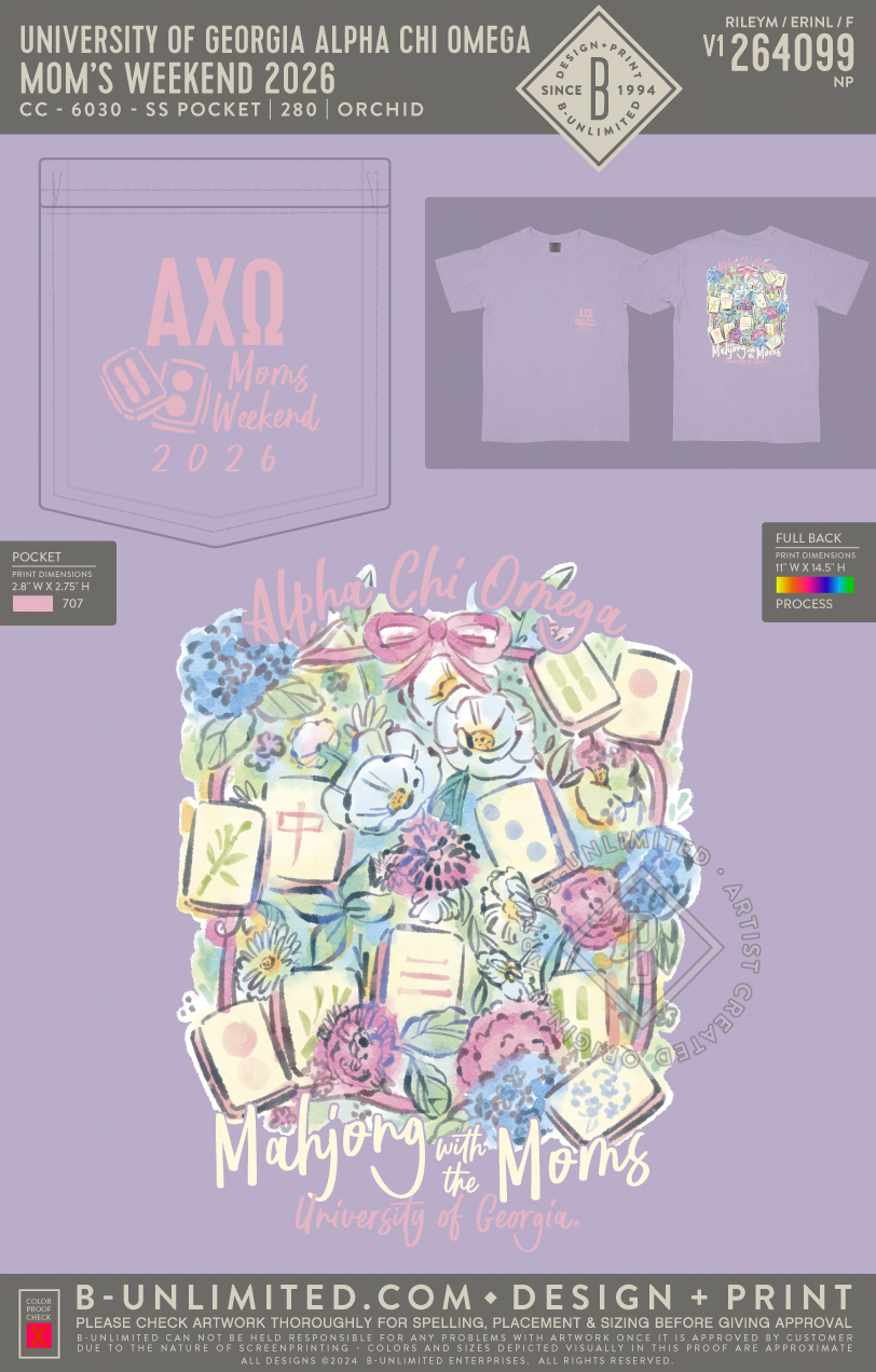 University of Georgia Alpha Chi Omega - Mom's Weekend 2026(EOS26) - CC - 6030 - SS Pocket - Orchid