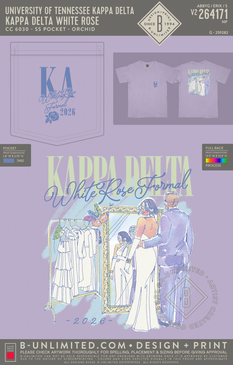 University of Tennessee Kappa Delta - Kappa Delta White Rose (EOS26) - CC - 6030 - SS Pocket - Orchid