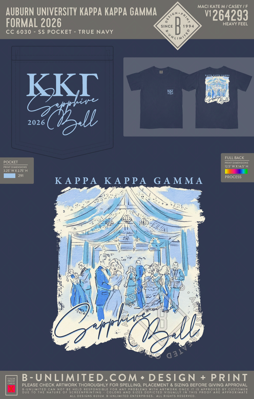 Auburn University Kappa Kappa Gamma - Formal 2026 (EOS26) - CC - 6030 - SS Pocket - True Navy