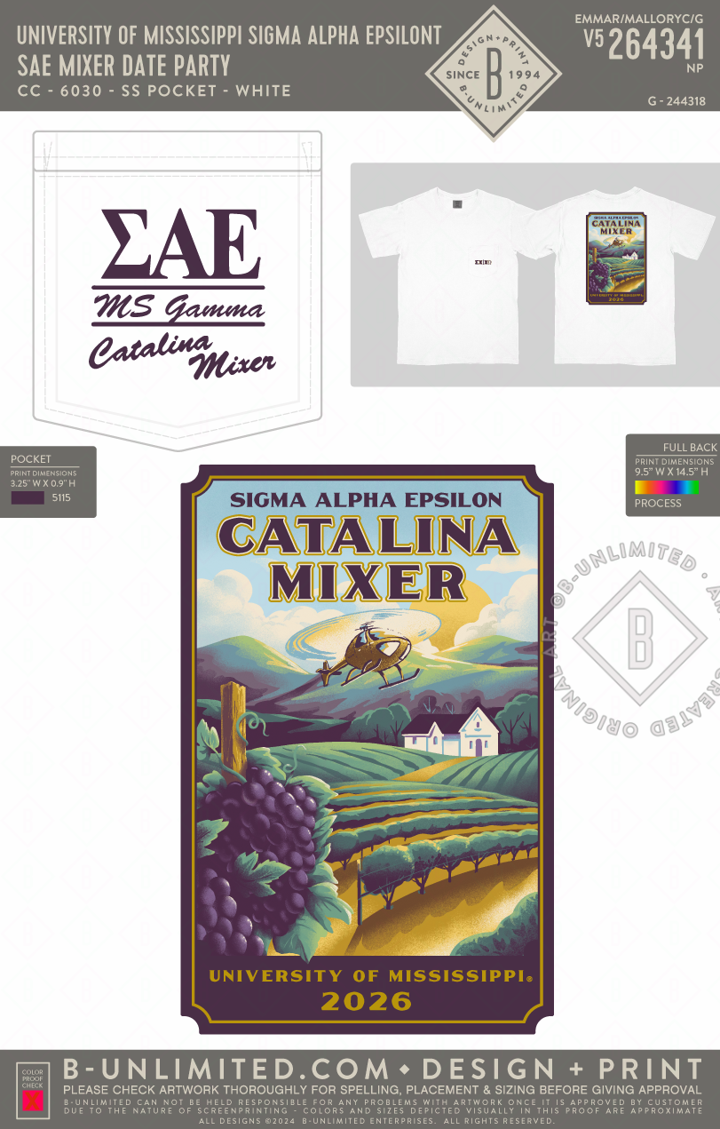 University of Mississippi Sigma Alpha Epsilon - SAE x Chi O Mixer - CC - 6030 - SS Pocket - White