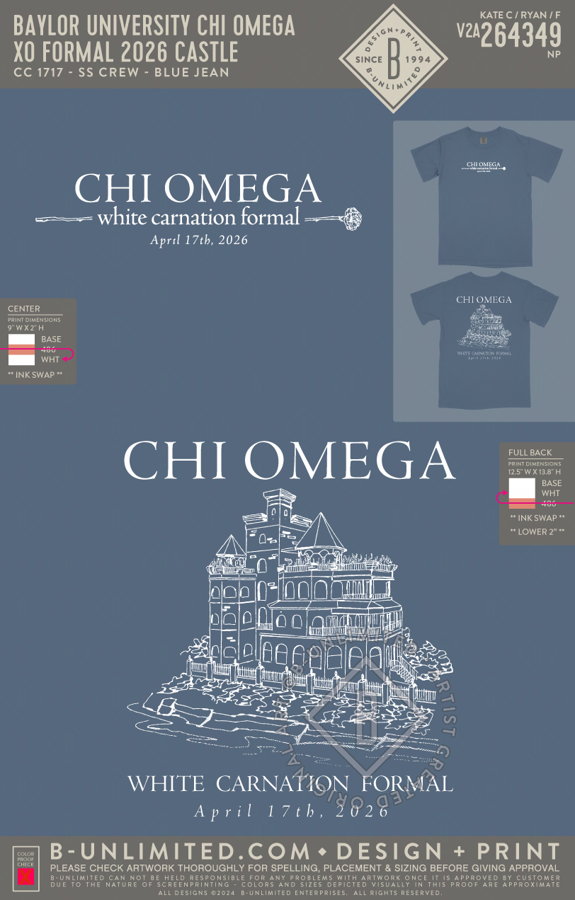 Baylor University Chi Omega - XO Formal 2026 Castle (EOS26) - CC - 1717 - SS Crew - Blue Jean
