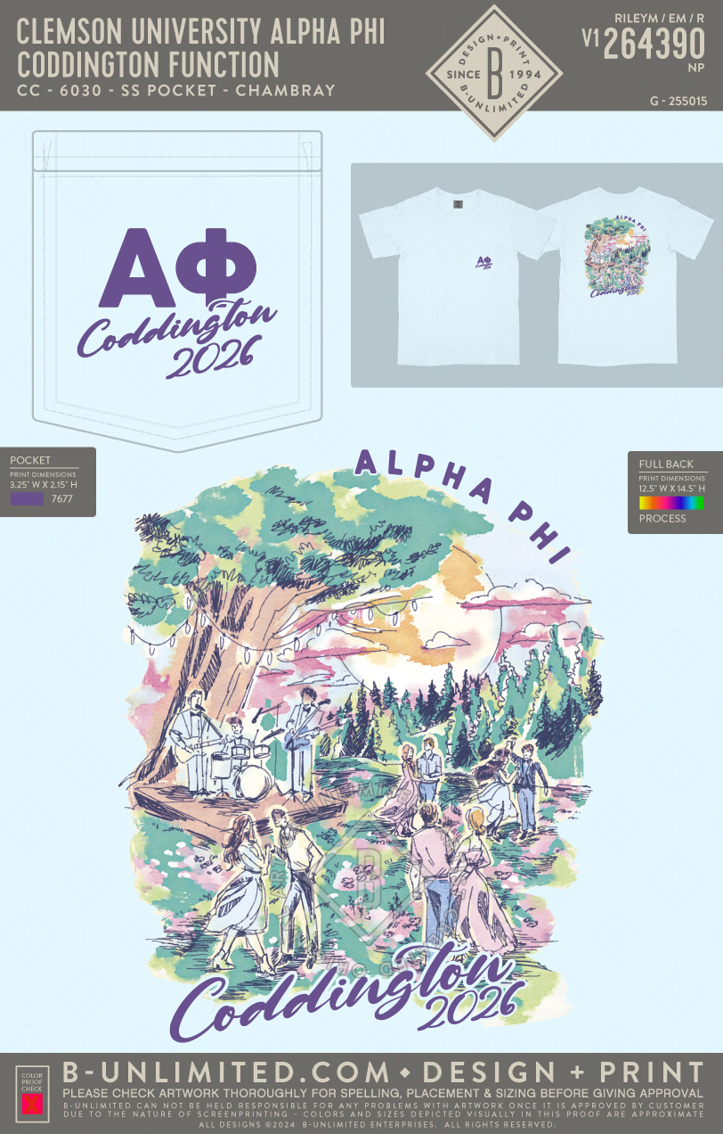 Clemson University Alpha Phi - Coddington Function(EOS26) - CC - 6030 - SS Pocket - Chambray