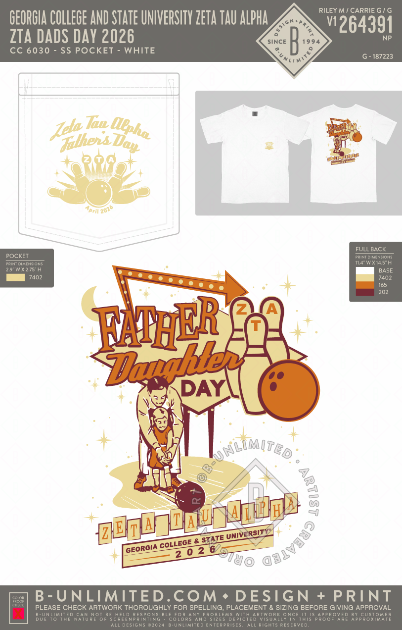 Georgia College and State University Zeta Tau Alpha - ZTA Dads Day 2026 - CC - 6030 - SS Pocket - White