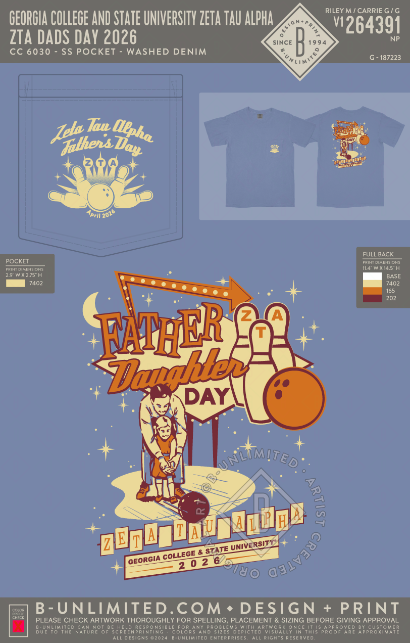 Georgia College and State University Zeta Tau Alpha - ZTA Dads Day 2026 - CC - 6030 - SS Pocket - Washed Denim