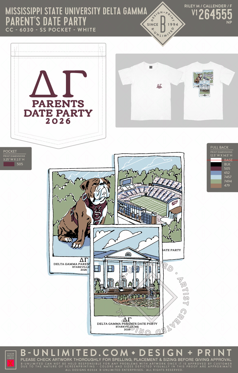 Mississippi State University Delta Gamma - Parent's Date Party(EOS26) - CC - 6030 - SS Pocket - White