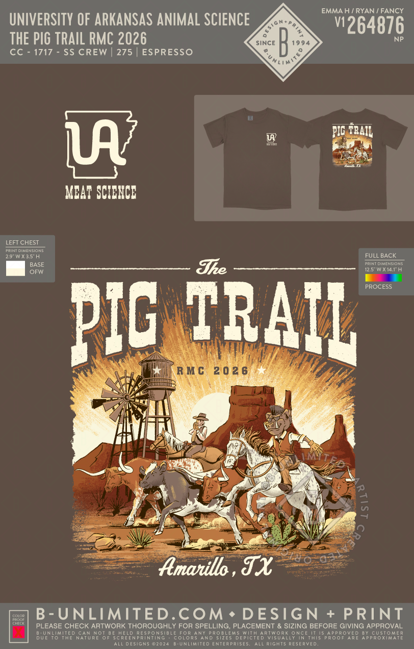 University of Arkansas Animal Science - The Pig Trail RMC 2026 - CC - 1717 - SS Crew - Espresso