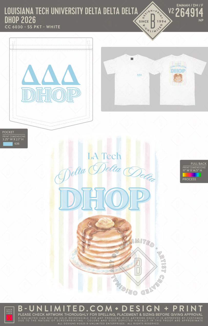 Louisiana Tech University Delta Delta Delta - DHOP 2026 - CC - 6030 - SS Pocket - White