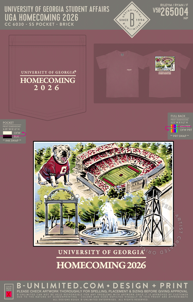 University of Georgia Student Affairs - UGA Homecoming 2026 - CC - 6030 - SS Pocket - Brick