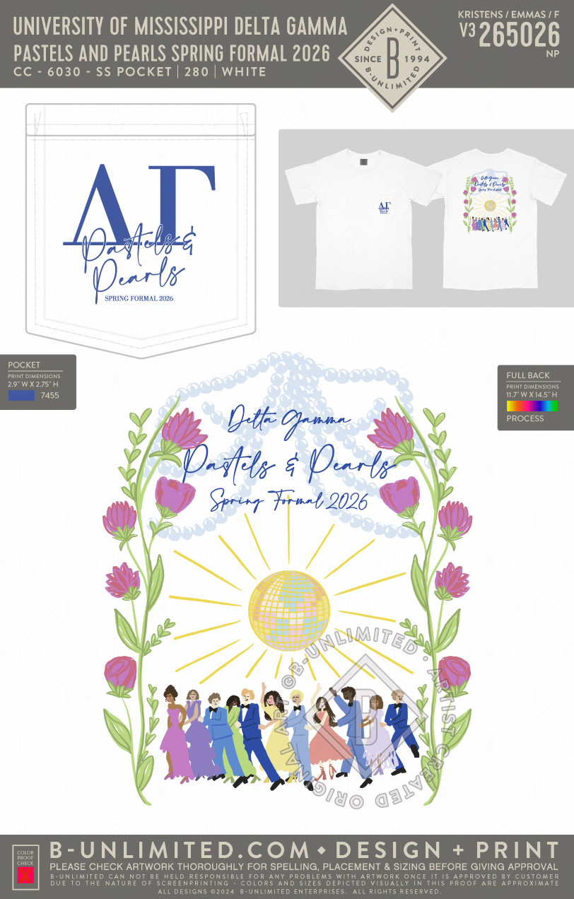 University of Mississippi Delta Gamma - Pastels and Pearls Spring Formal 2026 - CC - 6030 - SS Pocket - White