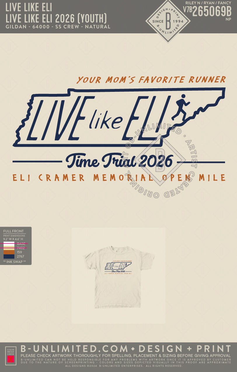 Live Like Eli - Live Like Eli 2026 (YOUTH) - Gildan - 64000B - Youth TShirt - Natural