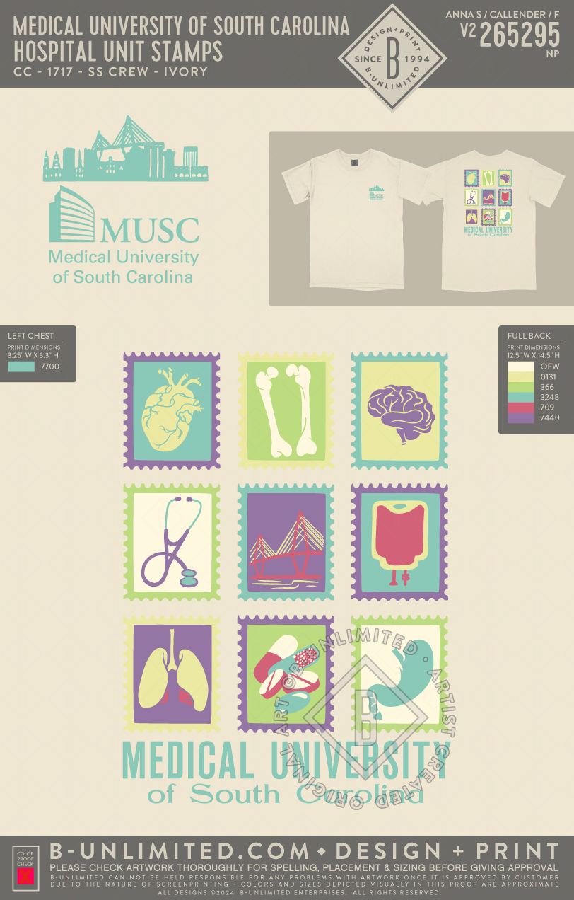 Medical University of South Carolina - Hospital Unit Stamps - CC - 1717 - SS Crew - Ivory