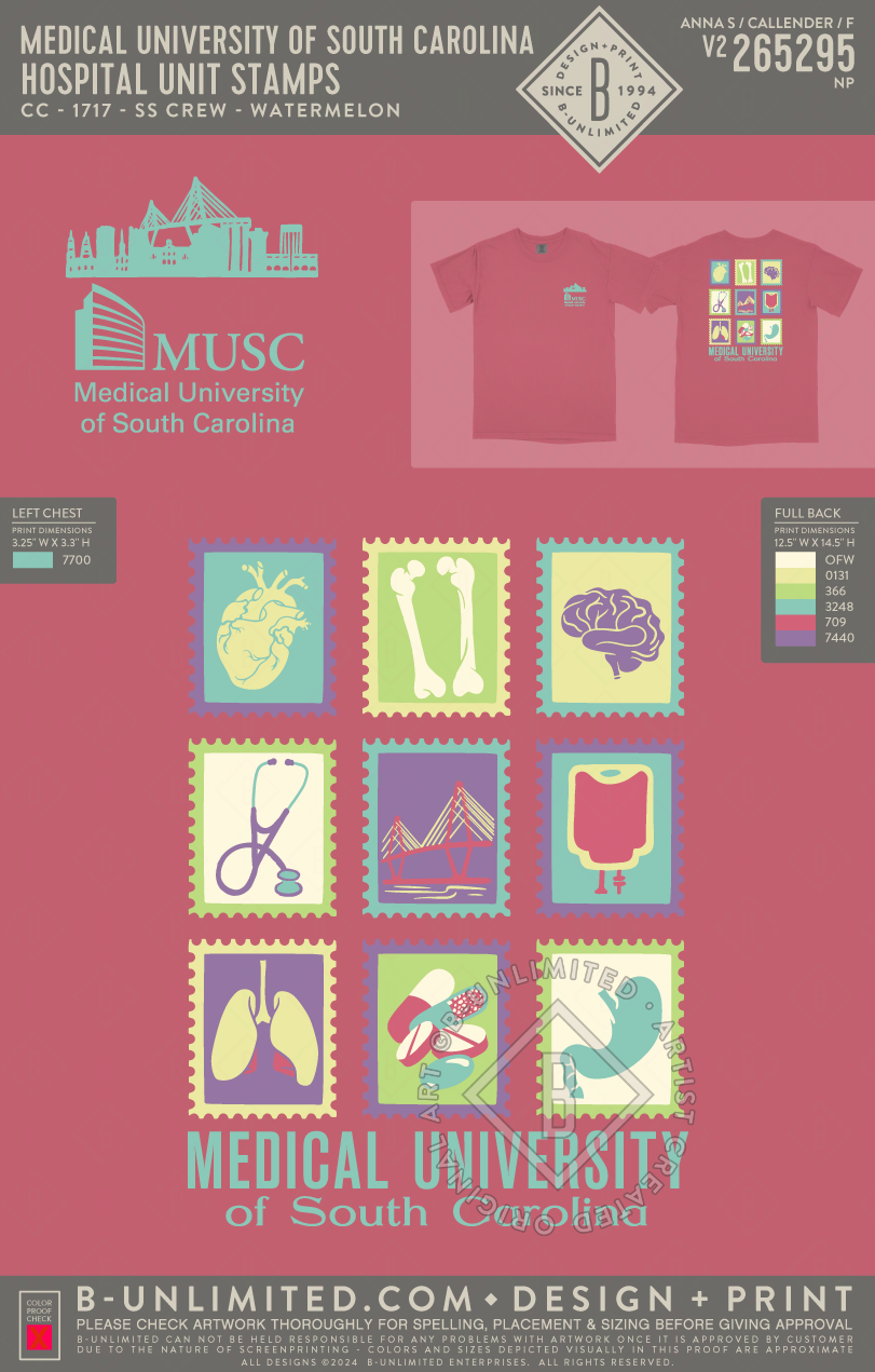 Medical University of South Carolina - Hospital Unit Stamps - CC - 1717 - SS Crew - Watermelon